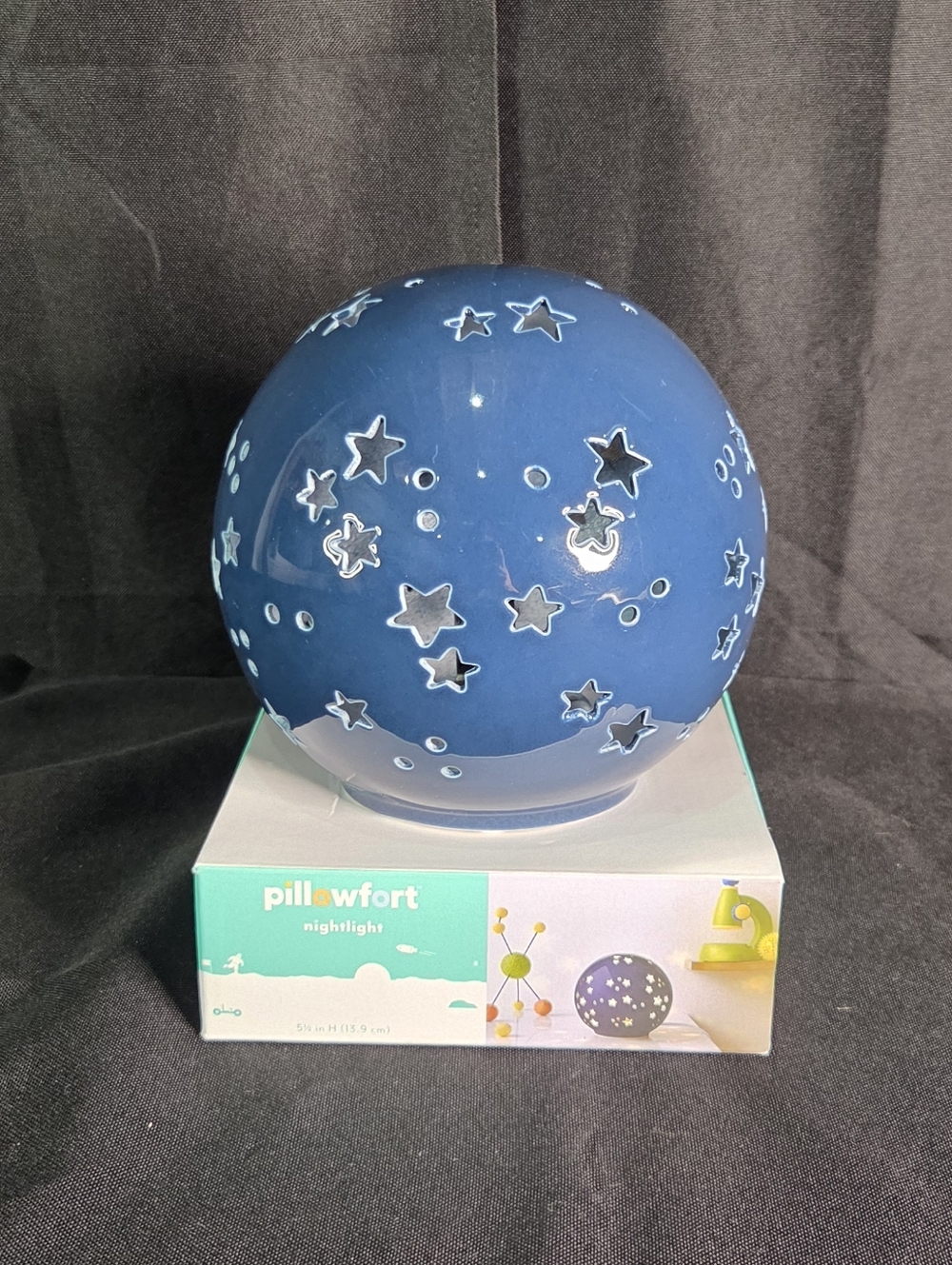 NWT Pillowfort - Starry Globe Nightlight - Navy Blue Ceramic